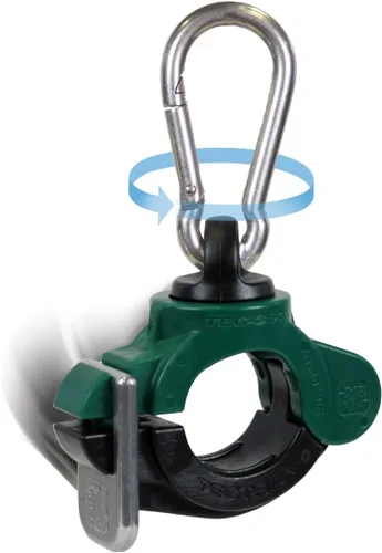 Tectran Abrazadera giratoria TEC-360® multiusos | Clip de acero inoxidable | codificado por colores | (diámetro interior de 1.25 pulgadas | verde)