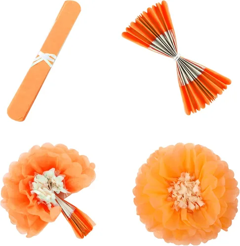 Miniatura 6 de Fonder Mols Papel de seda con mariposas y hojas de olivo para bodas, baby shower, cuarto de bebé, decoración de fiestas y eventos, pompones Amarillo