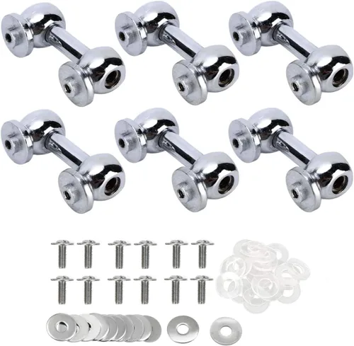 Paquete de 6 lengüetas de tambor plateadas, de un solo extremo, con tornillos de montaje, piezas de percusión (1.5 pulgadas)