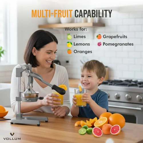 Miniatura 8 de Vollum Exprimidor manual de cítricos, exprimidor de cítricos de grado comercial, exprimidor de jugo de naranja para naranjas, limones, limas, acero