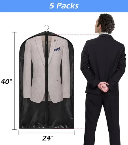 Miniatura 3 de KIMBORA Bolsa de traje de 40 pulgadas para hombres con bolsas de ropa de 4 pulgadas para colgar ropa, funda de traje para almacenamiento de armario