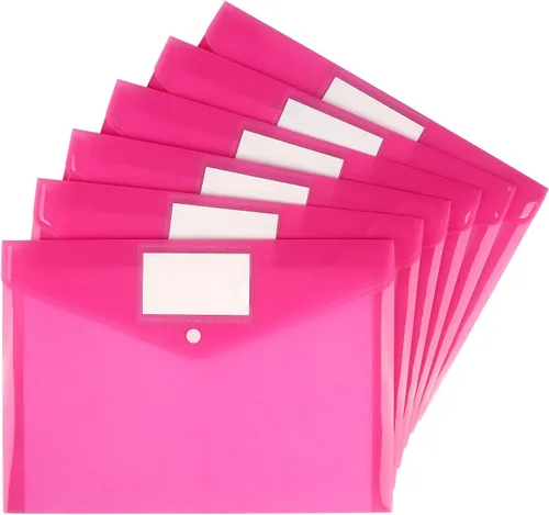 Paquete de 6 carpetas transparentes para documentos, sobres de plástico, sobres de polietileno, sobres para archivos con bolsillo para etiquetas y