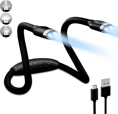 Miniatura 9 de LEDBOLIK - Luz de lectura para el cuello, 660 mAh recargable, luz de libro para leer en la cama, 6 de brillo, brazos flexibles, manos libres