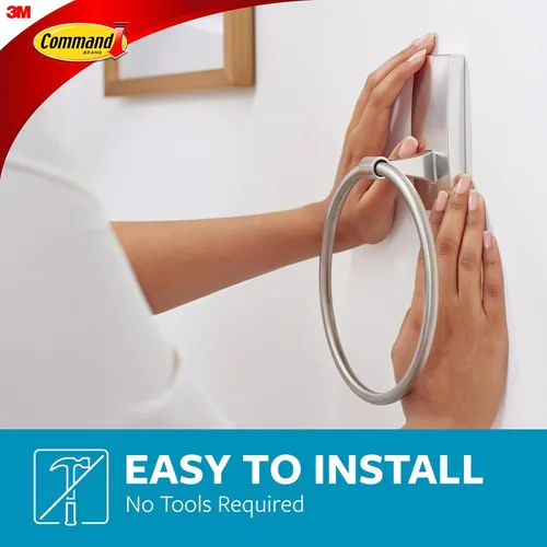 Miniatura 3 de Command Toallero de mano de níquel satinado con tiras Command resistentes al agua, organizador de baño resistente a la corrosión, soporta hasta 5