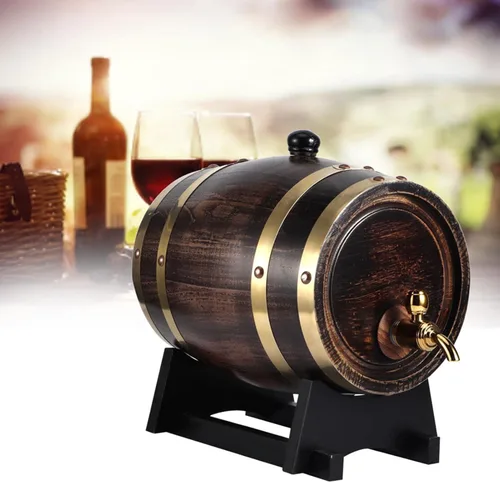 Miniatura 9 de Vino de madera 3L, almacenamiento de vino tinto brandy whisky tequila decoración del hogar envejecimiento con grifo dispensador de vino