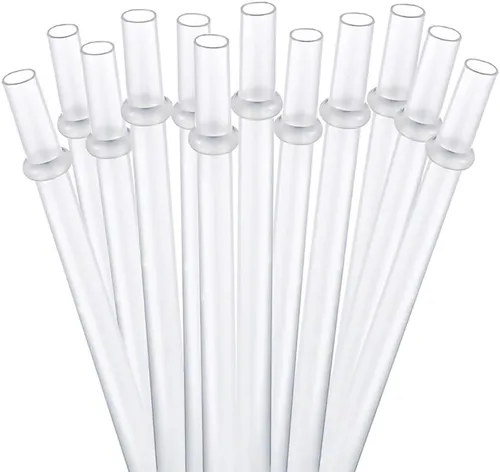 Dakoufish 12 popotes gruesos de plástico reutilizables de 11 pulgadas, sin BPA, pajitas de tarro de masón, color liso (11 pulgadas, blanco)
