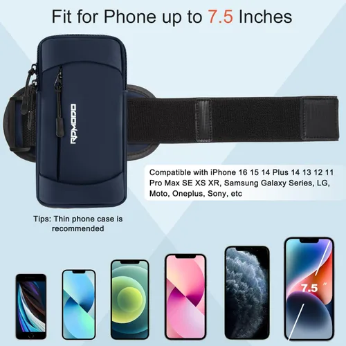 Miniatura 3 de Soporte para teléfono para correr, soporte para teléfono para iPhone 13, 14, 15, 16 Pro Max, Samsung, brazalete elástico ajustable para teléfono, 2