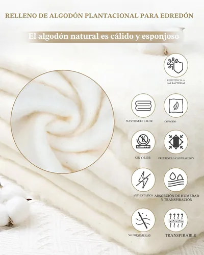 Miniatura 4 de PLANTIONAL Bateo de algodón natural para colchas: 47 pulgadas x 59 pulgadas peso ligero puramente natural para todas las estaciones edredón de bateo