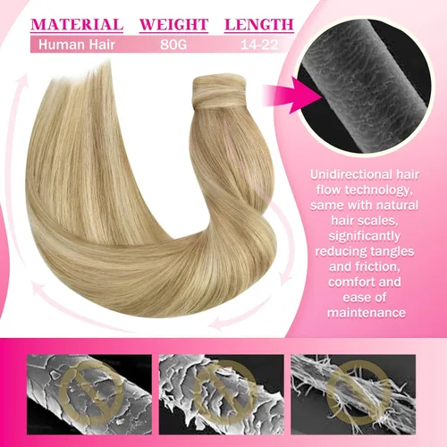 Miniatura 8 de VeSunny - Extensiones de cabello humano remy lacio de 14 a 24 pulgadas, con clip para cola de caballo, juego de extensiones de cabello humano