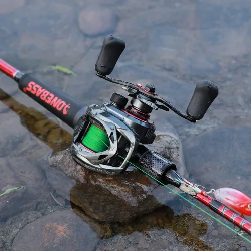 Miniatura 7 de One Bass Combo de caña de pescar y carrete, IM7 grafito 2 piezas en blanco para baitcasting, caña de pescar giratoria con mango de superpolímero