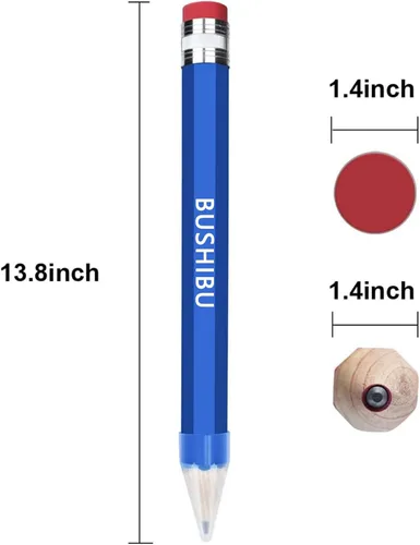 Miniatura 2 de Lápices Gigantes para Utilería/Regalos/Decoración - Lápiz Jumbo de Madera de 14 Pulgadas con Tapa para Escuelas y Hogares (Azul)