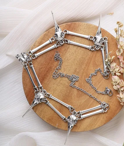 Miniatura 5 de Sacina Gargantilla gótica de esqueleto de calavera, colgante de calavera de aleación de zinc, regalo de joyería gótica de Halloween para mujeres