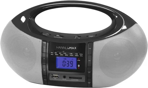 HANNLOMAX Radio AM/FM portátil HX-506R, Bluetooth, ranura USB/SD para reproducción de MP3, entrada auxiliar, fuente de alimentación dual AC/DC Negro