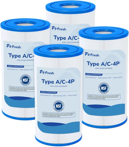 Fil-fresh Paquete de 4 cartuchos de filtros de piscina tipo A o C compatibles con bomba de filtro Intex Krystal Clear 530/1000/1500 GPH, sustituye a