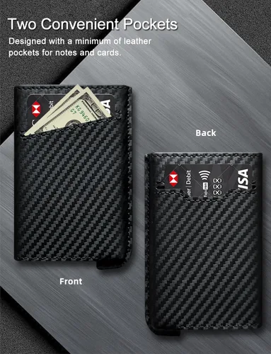 Miniatura 4 de Cartera delgada de aluminio con tarjetero, Negro carbón, Minimalista