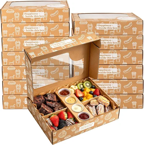 Miniatura 11 de Caja de cartón desechable extra grande para repostería, paquete de 5 unidades, caja fuerte con tapa para 8-10 personas que vayan, tabla