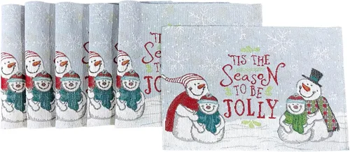 Miniatura 29 de Juego de seis (6) manteles individuales de Navidad con textura de chenilla de Fancy Fun, tejido de tapicería, para fiestas, Navidad, temporadas