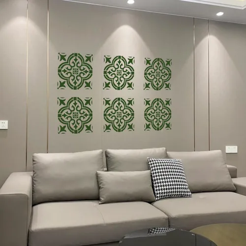 Miniatura 4 de 4 plantillas de azulejos reutilizables de 12 x 12 pulgadas, estilo mandala, plantillas de pared para decoración del hogar