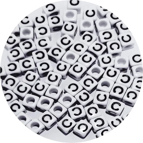Miniatura 55 de Cuentas cuadradas de letras acrílicas de 0.236 x 0.236 pulgadas, cuentas A del alfabeto para pulseras, joyería, llavero DIY, 100