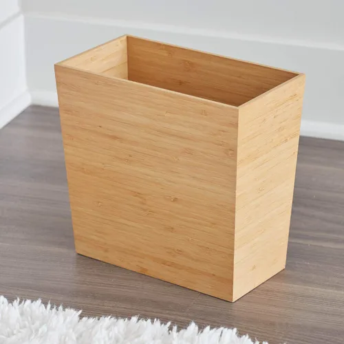 Miniatura 4 de iDesign - Cesta de basura rectangular de bambú, colección Formbu, 10.5 x 5.75 x 10 pulgadas, acabado de madera natural Acabado de madera natural