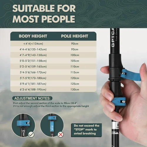 Miniatura 6 de GPTCAMP Collapsible Hiking Sticks,Lightweight Folding Trekking Poles,Adjustable Travel Walking Poles with EVA Foam Grip for Men & Women,Single Pole