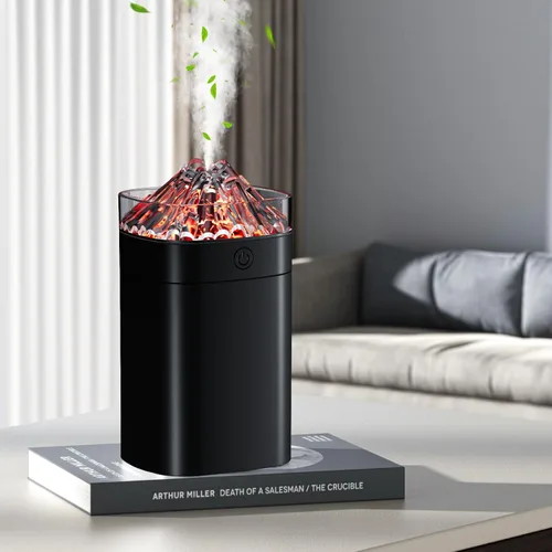 Humidificador pequeño portátil, humidificador de niebla fría de 13.5 fl oz para dormitorio, humidificador de escritorio alimentado por USB con luz