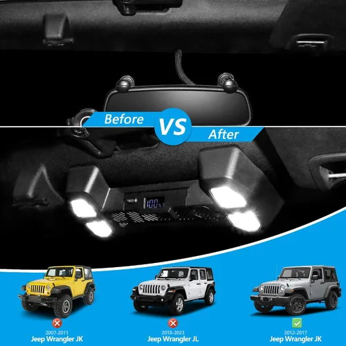 Miniatura 5 de sukemichi Luz Interior de Mapa Compatible con 2012-2018 Jeep Wrangler JK JKU, Luces de Lectura para Accesorios Jeep JK 2 Puertas 4 Puertas