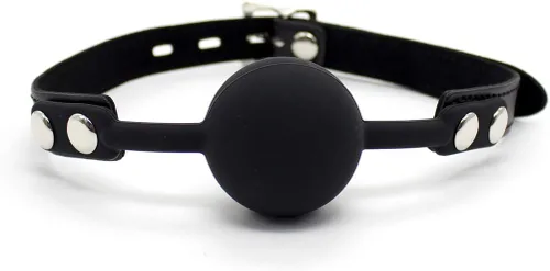 Miniatura 8 de CLROY® Juguetes de cuero para bondage, mordaza de boca abierta de piel sintética con barra de silicona, restricciones de bondage, mordida, juguetes