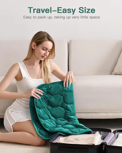 Miniatura 4 de Lofus Manta con peso de 7 libras para adultos, transpirable y calmante manta con peso pequeña para viajes, relajación y siestas, lavable a máquina