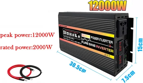 Miniatura 2 de DC 12V 24V a AC 220V Sistema de energía solar 12000W Inversor de onda sinusoidal pura hogar al aire libre RV coche inversor de alta potencia