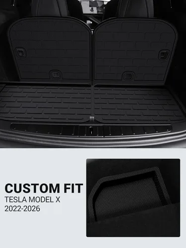 Miniatura 4 de BASENOR 10 piezas alfombrillas de suelo Tesla Model X de 7 asientos para todo clima, alfombrilla de forro de carga XPE, alfombrillas de coche