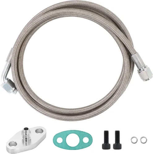 Miniatura 8 de 4AN Fitting T3 T3/T4 T04 Turbo Kit de adaptador de junta de entrada de alimentación de aceite Turbo
