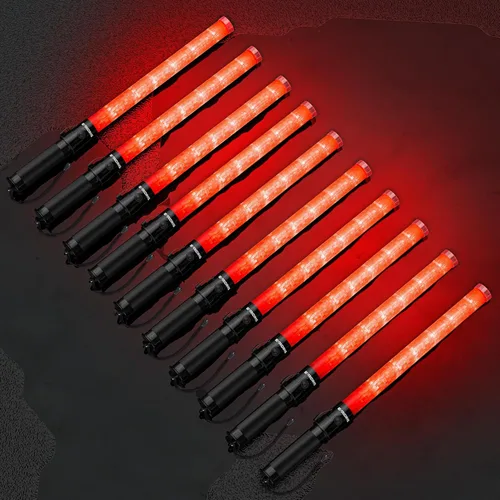 E-riding Paquete de 10 varitas de seguridad de control de tráfico aéreo de 21 pulgadas, luz LED de seguridad de tráfico de señal con 3 modos Rojo