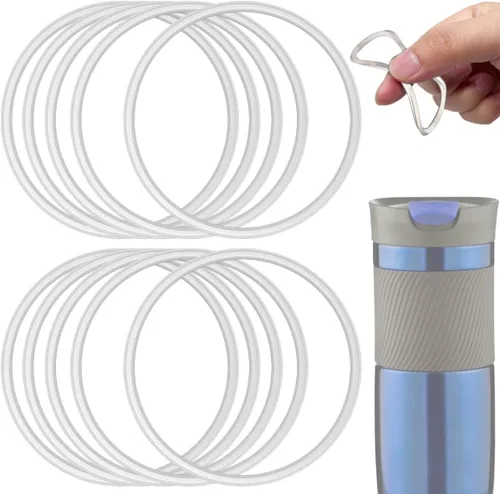 Miniatura 8 de 10 sellos de tapa de goma de repuesto compatibles con taza de viaje Contigo Snapseal Byron de 16 y 20 onzas, sellos de goma a prueba de fugas, Negro