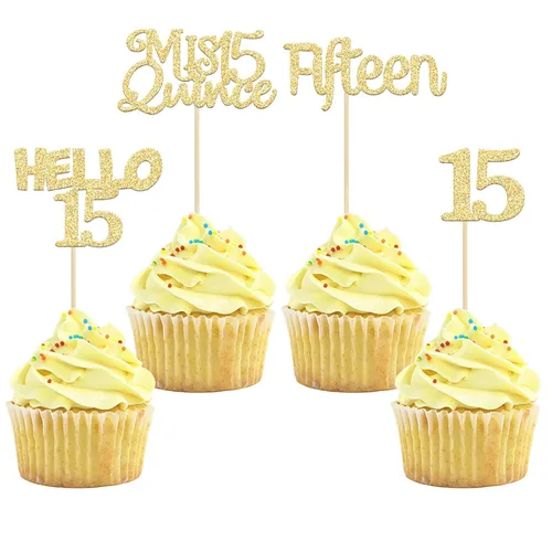 Miniatura 16 de Gyufise 24 adornos dorados para cupcakes de cumpleaños 65 Hello 65 Sixty Five Cake Toppers 65 y fabulosas selecciones para cupcakes para cumpleaños