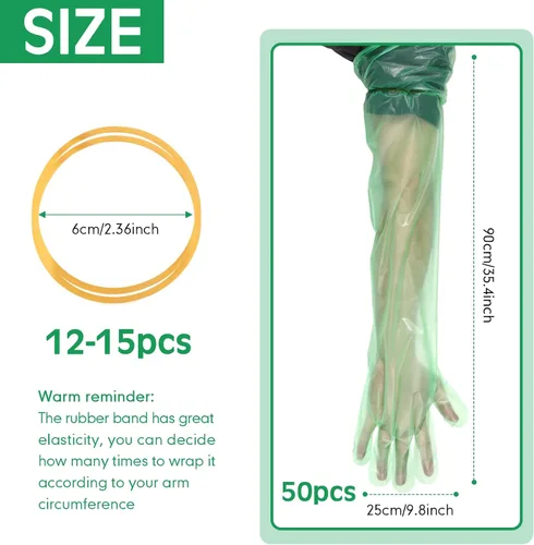Miniatura 2 de 50 piezas Guantes desechables para el campo de 35 pulgadas de longitud hasta el hombro Guantes de inseminación veterinaria