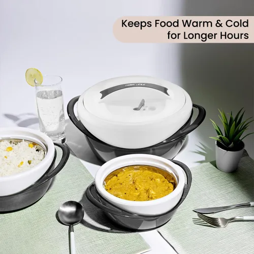 Miniatura 5 de Pinnacle Cacerola Grande Aislada con Tapa de 3.6 cuartos. Elegante Olla Caliente Calentador/Enfriador de Alimentos - Tazón Térmico para Servir