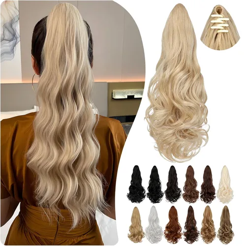 Miniatura 32 de Extensión de cola de caballo de 18 pulgadas, 20 pulgadas, larga, rizada, ondulada, recta, con clip, de aspecto natural, extensión de cabello