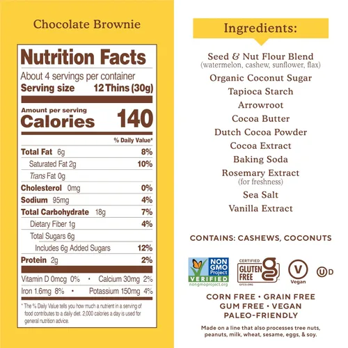 Miniatura 2 de Simple Mills Sweet Thins Cookies, harina de semillas y nueces, brownie de chocolate, sin gluten, apto para paleo, aperitivos saludables, 4.25 onzas
