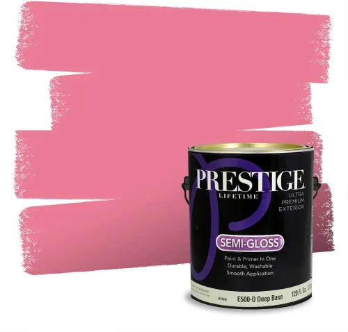 Miniatura 439 de Prestige Paints Pintura exterior e imprimación en uno, 1 galón, plano, coincidencia comparable de Valspar* Amber Rose*