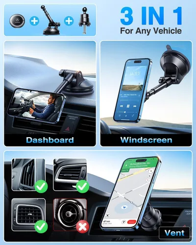 Miniatura 2 de 【Grado Militar】VANMASS para Soporte de Coche MagSafe【Magnético y Succión Más Fuerte Mejorados】Soporte de Teléfono Soporte Celular para Tablero