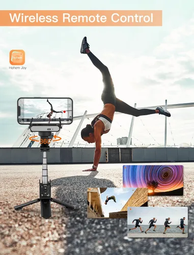 Miniatura 9 de hohem iSteady Q - Estabilizador de cardán para smartphone, trípode para selfie stick de 1 eje con seguimiento facial, rotación de 360°, trípode