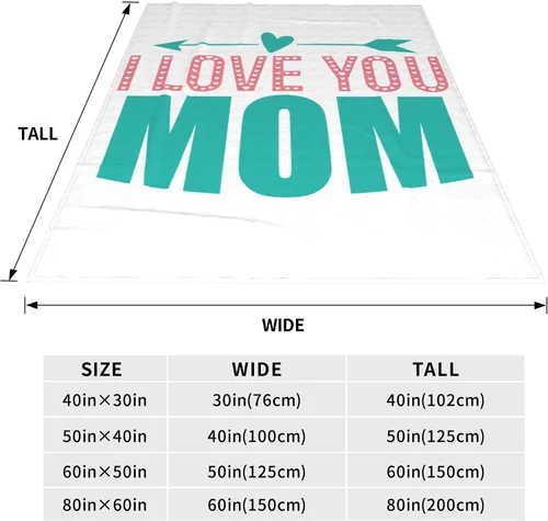 Miniatura 3 de Manta para mamá, Love You Mom con patrón de flechas acuáticas, manta decorativa de franela suave de 30 x 40 pulgadas para viajes, manta con texto