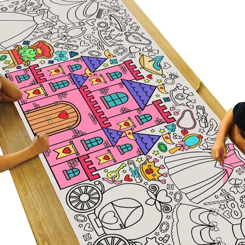 Miniatura 20 de Tiny Expressions Mantel para colorear de helado para niños, enrollado, sin arrugas, 30 x 72 pulgadas, póster grande para colorear para fiestas