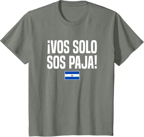 Miniatura 88 de Camiseta Vos Solo Sos Paja Salvadoran Slang Bandera de El Salvador, Negro