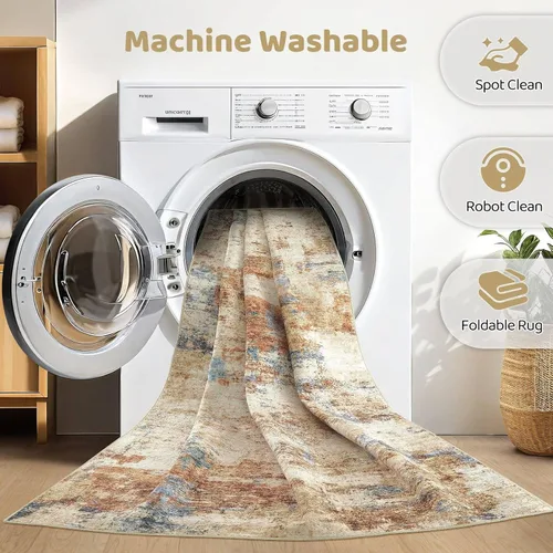 Miniatura 20 de Alfombra de pasillo lavable para cocina: 3 x 10 pies, antideslizante, abstracto, suave, moderno, resistente a las manchas, para interiores, piso