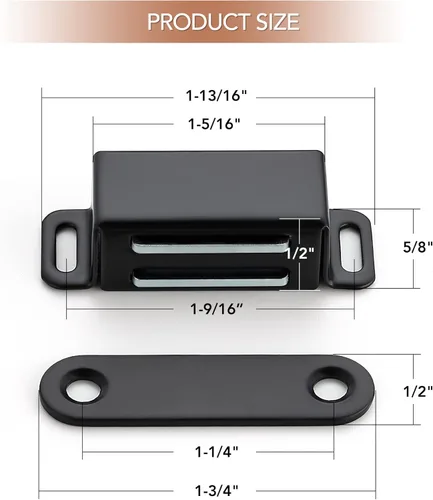 Miniatura 6 de Ravinte - Paquete de 8 cierres magnéticos para puerta en negro, imanes de gabinete negro mate, cierre magnético fuerte para gabinetes de cocina