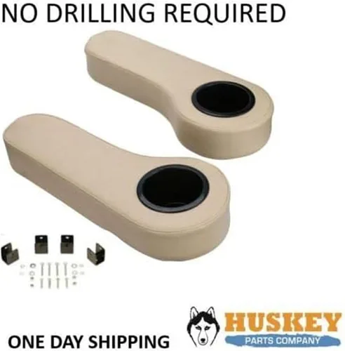 Miniatura 3 de Huskey - 2 apoyabrazos para asiento trasero beige con portavasos compatibles con carritos de golf Yamaha instalados mediante el uso de nuestros