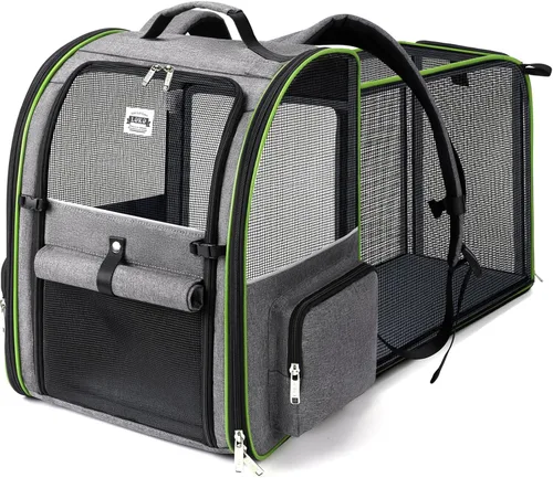 Miniatura 9 de Mochila Grande Transportadora para Gatos Expandible Mochila Transportadora de Mascotas para Perros Pequeños Gatos Medianos Soporta Hasta 18 Libras