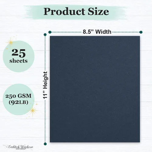 Miniatura 2 de Cardstock Warehouse Materica - Papel de cartulina azul oscuro cobalto, 25 hojas, 8.5 x 11 pulgadas, 92 libras, 250 GSM, 16 Pt. Tarjeta azul mate